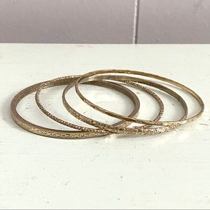 Vintage Gold Tone Textured Bangles